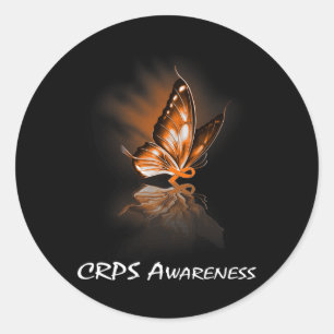 Sticker Rond Sensibilisation au système CRPS de ruban papillon