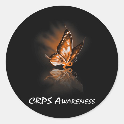 Sticker Rond Sensibilisation au système CRPS de ruban papillon (Devant)