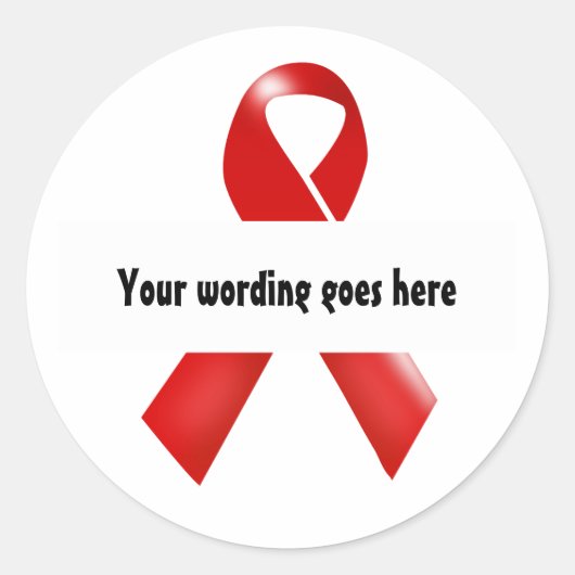 Sticker Rond Sensibilisation au virus du sida au ruban rouge| P (Devant)