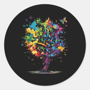 Sticker Rond Sensibilisation Autisme Puzzle Pièces Arbre coloré