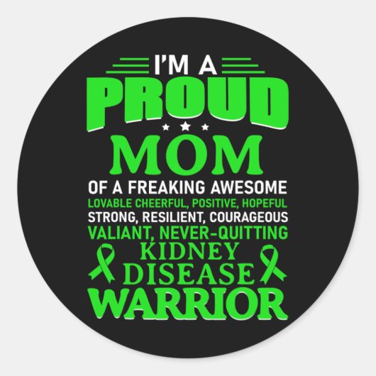 Sticker Rond Sensibilisation aux maladies du rein Survivant Gre (Devant)