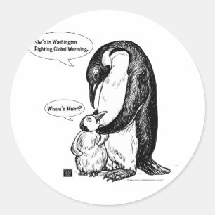 Sticker Rond Sensibilisation aux pingouins