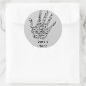 Sticker Rond Sensibilisation des bénévoles : Prêter une main ai (Sac)