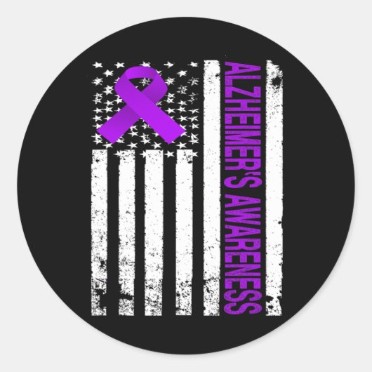 Sticker Rond Sensibilisation - Drapeau Usa Ruban Violet (Devant)