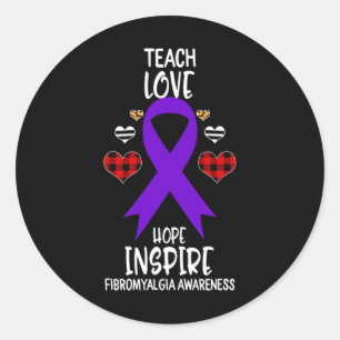 Sticker Rond Sensibilisation Enseigner Ruban Love Hope Inspirer