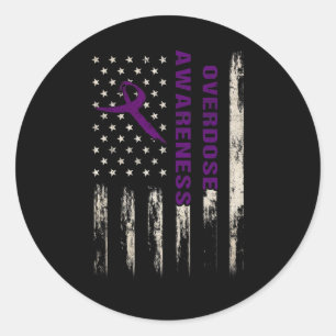 Sticker Rond Sensibilisation Indicateur Pruple Ribbon Toxicité