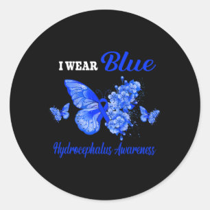 Sticker Rond Sensibilisation Je porte le papillon bleu