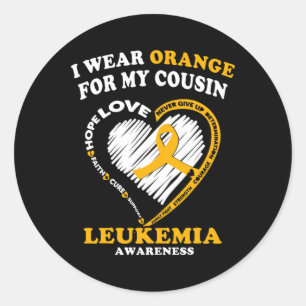Sticker Rond Sensibilisation - Je Porte Orange Pour Mon Cousin