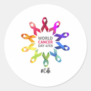 Sticker Rond Sensibilisation Journée Mondiale Du Cancer Cdh Sen