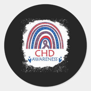 Sticker Rond Sensibilisation Maladie cardiaque Bleu arc-en-ciel