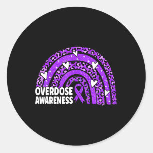 Sticker Rond Sensibilisation Ribbon Violet Toxicomanie Na Aa 1