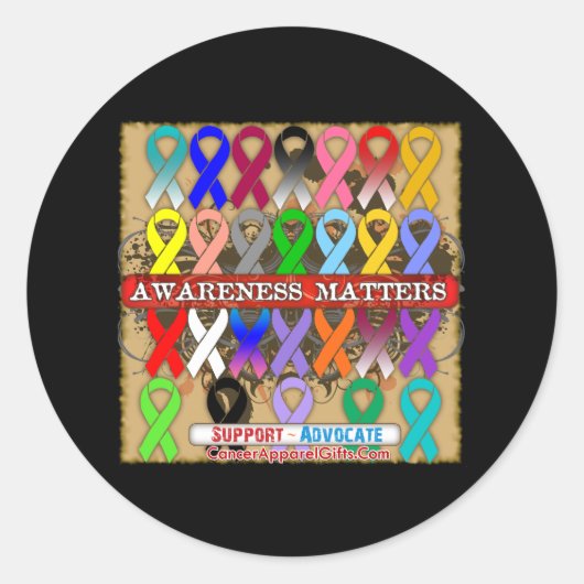 Sticker Rond Sensibilisation - Rubans contre le cancer (Devant)