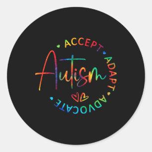 Sticker Rond Sensibilisation sur l'autisme Accepter Adapt Advoc