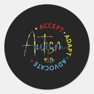 Sticker Rond Sensibilisation sur l'autisme Accepter Adapt Advoc
