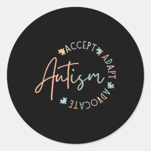 Sticker Rond Sensibilisation sur l'autisme Accepter Adapt Advoc