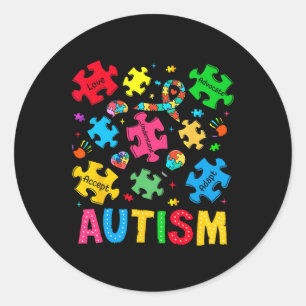 Sticker Rond Sensibilisation sur l'autisme Accepter Adapt Advoc