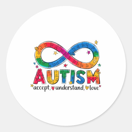 Sticker Rond Sensibilisation sur l'autisme Accepter Comprendre  (Devant)