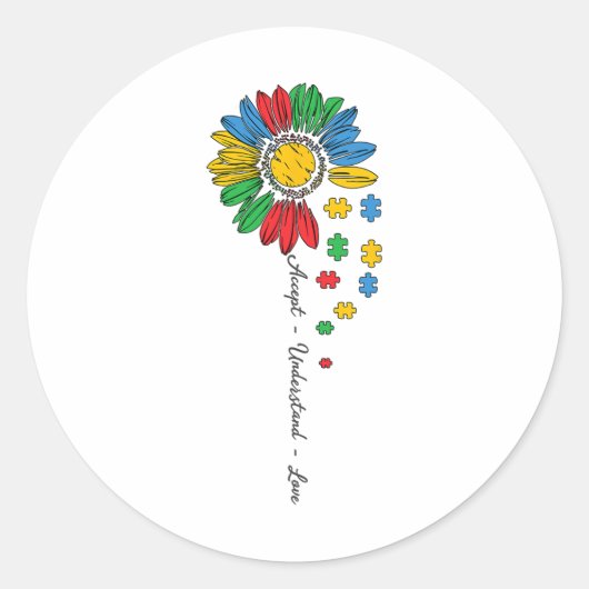 Sticker Rond Sensibilisation sur l'autisme Accepter Comprendre (Devant)