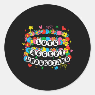 Sticker Rond Sensibilisation sur l'autisme Accepter l'amour Com
