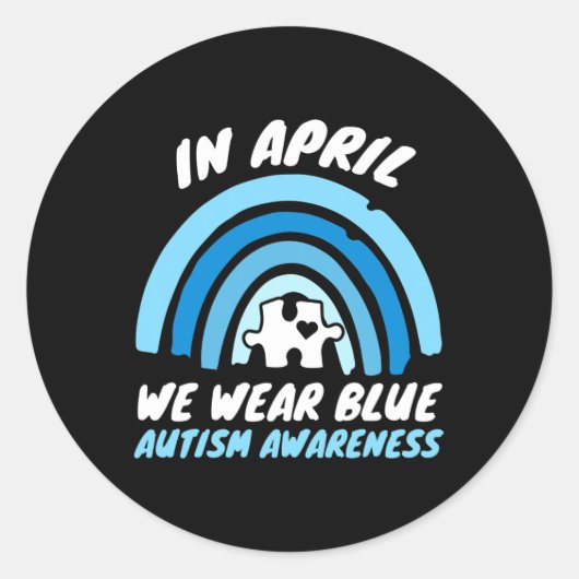 Sticker Rond Sensibilisation sur l'autisme Bleu Avril Aimer Sup (Devant)