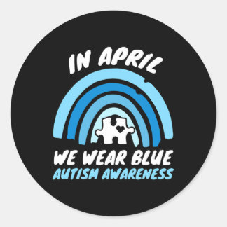 Sticker Rond Sensibilisation sur l'autisme Bleu Avril Aimer Sup