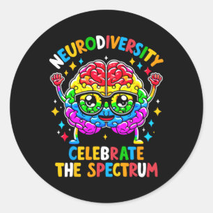 Sticker Rond Sensibilisation sur l'autisme cérébrale neurodiver