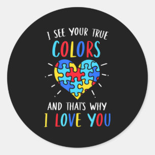 Sticker Rond Sensibilisation sur l'autisme Coeur Je Vois Vos Vr