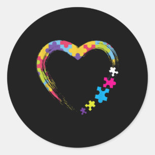 Sticker Rond Sensibilisation sur l'autisme Coeur Ruban Kindness