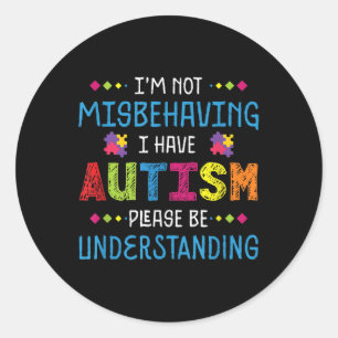 Sticker Rond Sensibilisation sur l'autisme Coeur Ruban Kindness