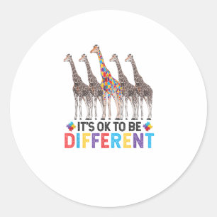 Sticker Rond Sensibilisation sur l'autisme Cute Giraffe Animal