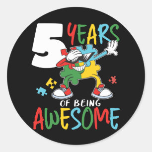 Sticker Rond Sensibilisation sur l'autisme D'Anniversaire De 5 