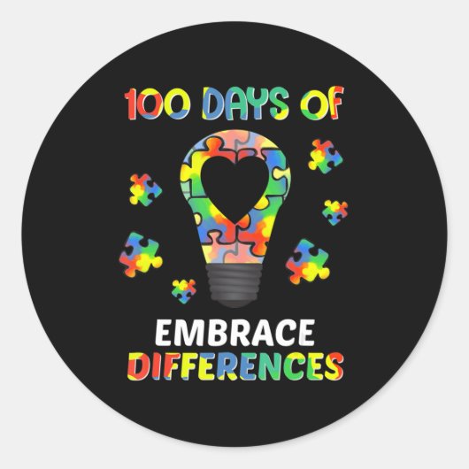 Sticker Rond Sensibilisation sur l'autisme Embrasser Différence (Devant)