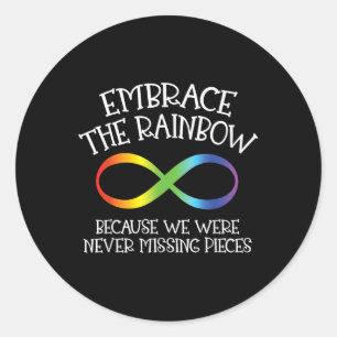 Sticker Rond Sensibilisation sur l'autisme Embrassez Le Rainbow