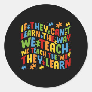 Sticker Rond Sensibilisation sur l'autisme Enseignant Puzzle Pi