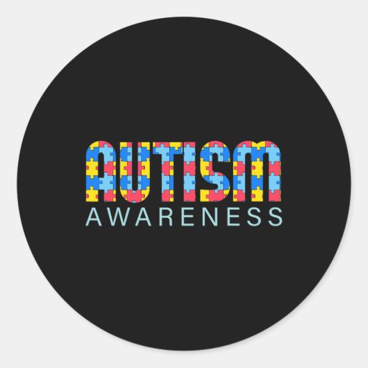 Sticker Rond Sensibilisation sur l'autisme Handicap Mois Soutie (Devant)