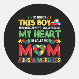 Sticker Rond Sensibilisation sur l'autisme Maman Mère Voir de v
