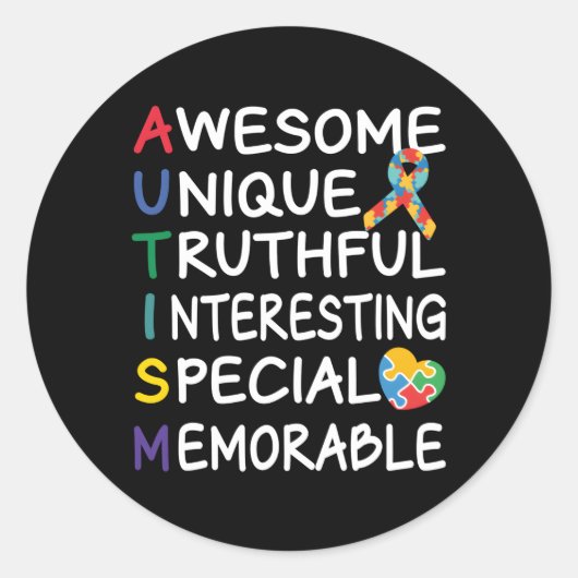 Sticker Rond Sensibilisation sur l'autisme Mois Sensibilisation (Devant)