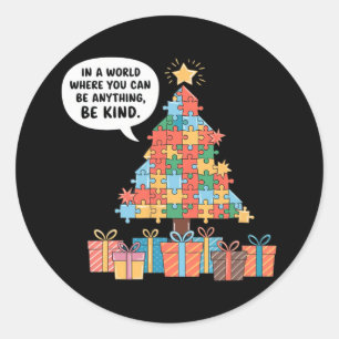 Sticker Rond Sensibilisation sur l'autisme Noël Soyez gentil No