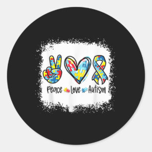 Sticker Rond Sensibilisation sur l'autisme Paix Aimer L'Autisme