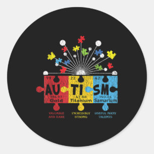 Sticker Rond Sensibilisation sur l'autisme Puzzle Éléments chim