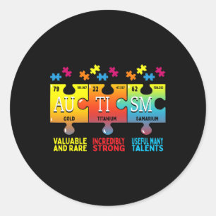 Sticker Rond Sensibilisation sur l'autisme Puzzle Éléments chim
