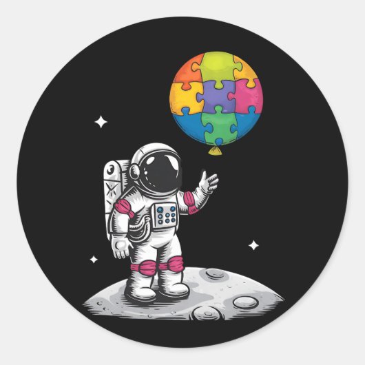 Sticker Rond Sensibilisation sur l'autisme spatiale de l'astron (Devant)