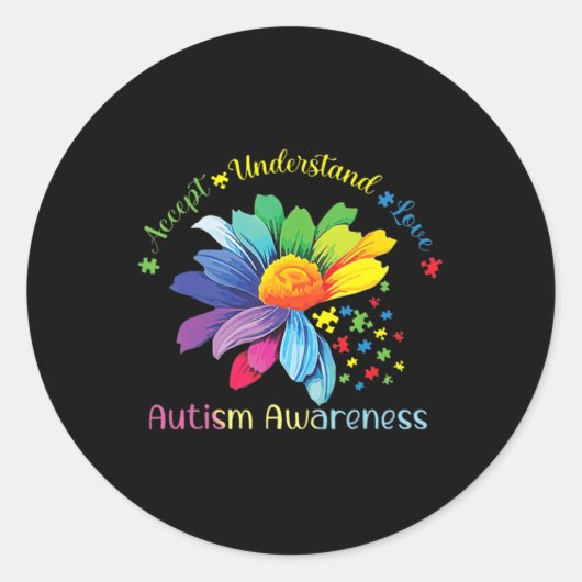 Sticker Rond Sensibilisation sur l'autisme Sunflower Accepter C (Devant)