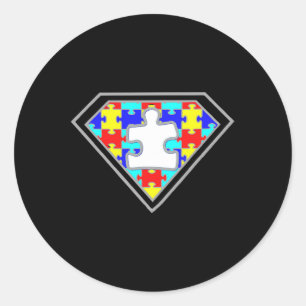 Sticker Rond Sensibilisation sur l'autisme Superhero Autisme Ca