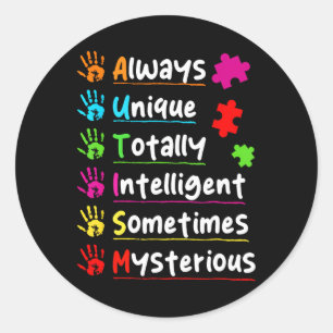 Sticker Rond Sensibilisation sur l'autisme toujours unique tota