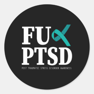 Sticker Rond Sensibilisation turquoise au ruban Ptsd - Soutien