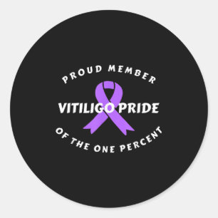 Sticker Rond Sensibilisation Vitiligo Dire Fier Violet Ribbon Q