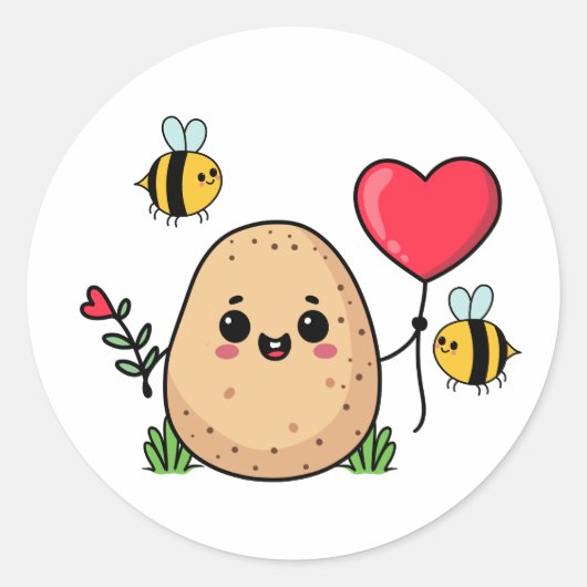 Sticker Rond Sent With Love Romantic Potato (Devant)