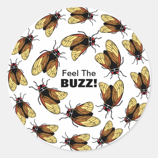 Sticker Rond Sentez le Buzz Cicada Magicicada Colorful Party (Devant)