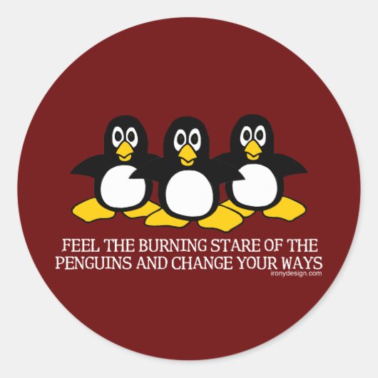 Sticker Rond Sentez Le Regard Brillant Des Pingouins (Devant)